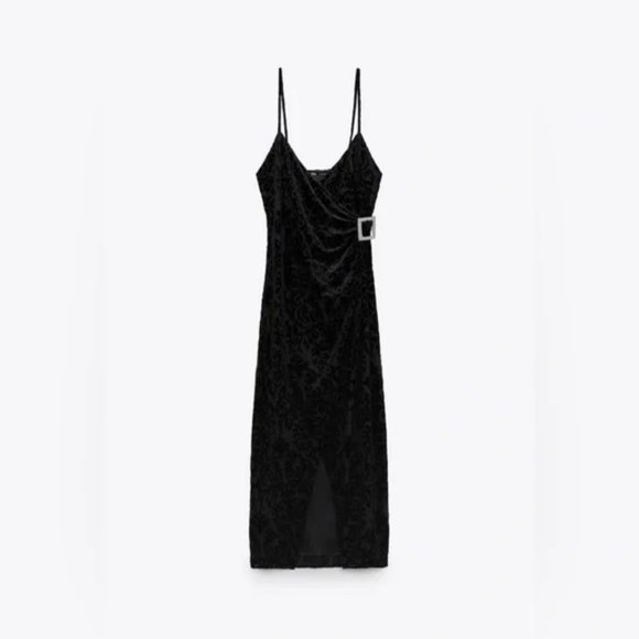 Zara Buckled Jacquard Dress L - Picture 6 of 8